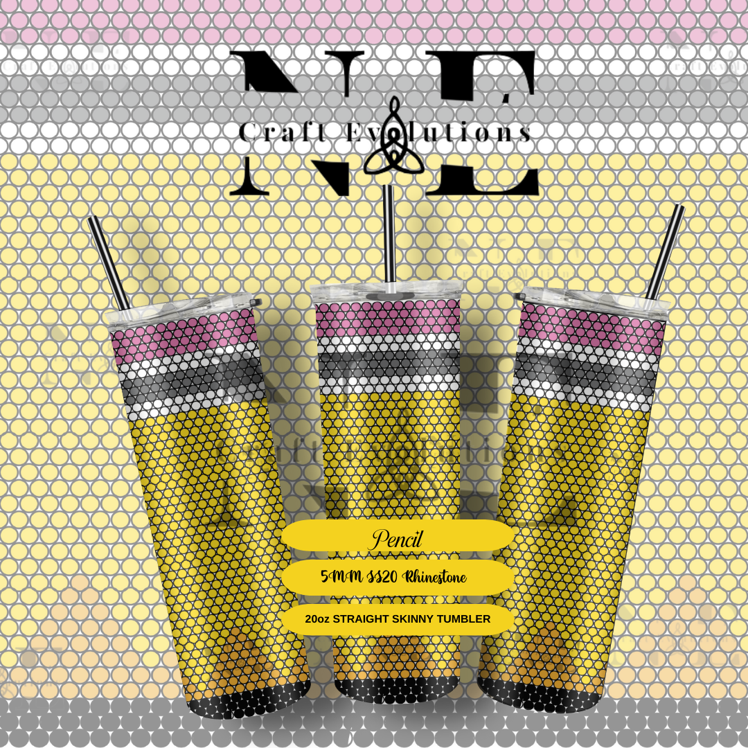 Pencil Rhinestone Tumbler Template
